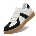 Klassieke retro GAT-sneakers in wit en zwart met onzichtbare 4 cm hoogteverhoging - 35 / Zwart en Wit (4cm hoogtetoename)