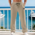 Men's breathable khaki waffle texture straight-leg casual pants for summer wear - S / Bottoms / Khaki with Black Label