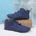 Navy blue winter snow boots with warm plush lining and non-slip rubber outsoles - 36 / Blue