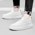 Sneakers platform bianche low-top con rialzo interno di 6 cm per uomo e donna eleganti - 35 / Bianco