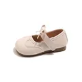 Scarpe da principessa beige per bambina con fiocco dolce e bordi smerlati per l'autunno - Bianco avorio