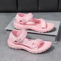 Lightweight pink girls' sports sandals with breathable fabric and adjustable velcro straps - Size 30 (Inner Length 19.5cm) / Pink Style (NB-1520-3)