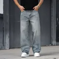 Men's loose straight-leg jeans with sparkling rhinestone fireworks in light blue wash. - S / Bottoms / Blue