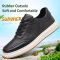 Men's premium black top grain leather casual sneakers featuring a breathable and comfortable design - 38 / Casual Skate Shoes (66709) / Black