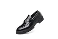 Klassische schwarze Leder-Slipper mit Quasten für Herren im bequemen Slip-on-Design - 38 / Schwarz