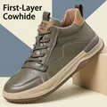 Premium Herren-High-Top-Lederschuhe in Olivgrün aus erstklassigem echtem Rindsleder - Größe 38 / High-top Einzelnes Futter (88181) / Grün