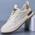 Lässiger Herrenschuh aus erstklassigem weißem Rindsleder mit stylischen Wellennähten - 38 / Low-Top-Einzelfutter (88109) / Weiß