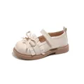 Elegante beige Mädchen Prinzessinnen-Schuhe aus Lackleder mit Schleifen-Detail - Gebrochenes Weiß