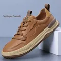 Braune Herren-Leder-Sneaker aus echtem Leder mit dicker Gummisohle - Größe 38 / Low-Top-Einzelfutter (88109) / Champagnerbraun