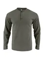 Men's casual olive green long-sleeve corduroy Henley shirt with three-button detail - Army Green