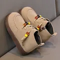 Retro tan suede children's Martin boots featuring stylish colorful bead lace accents - Size 23: 14.5cm / Gray