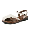 Französische Retro-Sandalen für Damen mit geschlossener Zehenpartie und weicher Sohle - Gebrochenes Weiß