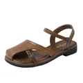 Elegante klassische braune Retro-Römersandalen mit geschlossener Zehenpartie und Metallschnallen - Braun