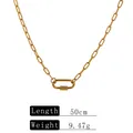 Gold stainless steel paperclip necklace detail with 50cm length and 9.47g weight. - Gold-Rounded Rectangle Carabiner