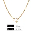 Detailed view of a gold paperclip chain necklace with a star-shaped carabiner clasp. - Star Carabiner Style (C399) / Gold-Star Carabiner