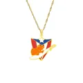 Dettaglio della collana con ciondolo Porto Rico, colori bandiera, rana Coquí e chitarra - Stile Rana Chitarra Bandiera Porto Rico (G) / Oro