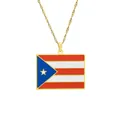 Vista dettagliata di una collana con ciondolo bandiera di Porto Rico in smalto oro. - Stile Rettangolare Bandiera Porto Rico (I) / Oro