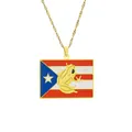 Dettaglio della collana con ciondolo bandiera Porto Rico e motivo rana Coqui - Stile Rana Rettangolare Bandiera Porto Rico (H) / Oro