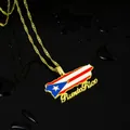 Detalle del collar con colgante de la bandera de Puerto Rico chapado en oro - Estilo de Bandera de Mapa (Puerto Rico) / Dorado