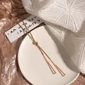 Minimalist rose gold stainless steel Y-shaped drop necklace on a white plate - Standard Triangle Adjustable Style-Rose Gold (FX118)