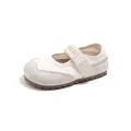 Klassische weiße Retro-Mary-Jane-Sneaker für Mädchen mit weicher Sohle und Klettverschluss - Beige