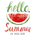 Watercolor watermelon Hello Summer iron-on heat transfer patch for clothing DIY crafts - Watermelon Summer Style (DH1010)
