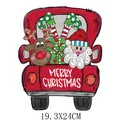 Décalcomanie de Noël camion rouge Père Noël et renne pour vêtements, transfert 19,3x24cm - Grand Camion du Père Noël (DH1150)