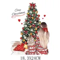 Kerst strijkapplicatie met kerstboom en moeder-dochter illustratie, 18.3x24cm - 18.3x24cm