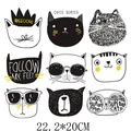 Set of nine cartoon cat heads heat transfer stickers for DIY clothing decoration, 22.2x20cm - Cartoon Cat (DH092-1) / 22.2x20cm