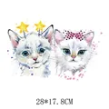 Cute cartoon watercolor kittens heat transfer sticker for clothing diy, 28x17.8cm size - 28x17.8cm