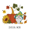 Thanksgiving gnome with pumpkin and sunflower heat transfer decal for clothing, 24x19.9cm - Large Gnome Pumpkin Pattern (DH1140) / 24x19.9cm