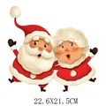 Kerstman en Mevrouw Claus warmteoverdracht sticker voor kerstkleding decoratie, 22.6cm - 22.6x21.5cm