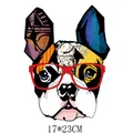 Pop art French Bulldog heat transfer decal with red glasses for clothing, 17x23cm. - 17x23cm / Pop Art French Bulldog (DH0521)
