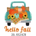 Thanksgiving truck pumpkin heat transfer sticker for DIY clothing decoration - Large Teal Pickup Pumpkin (DH1148)