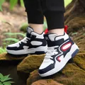 Scarpe da basket alte per bambini con suola spessa, blu navy e bianco per esterno - 31 / Blu Scuro Rosso