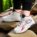 Sneakers da basket bianche da bambino con dettagli rossi e suola spessa per l'autunno - 31 / Bianco Blu Scuro