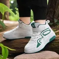 Sneaker alte per bambini con suola spessa e dettagli verdi per ragazzi - 31 / Bianco Verde