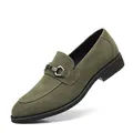 Premium men's green suede horsebit loafers, stylish slip-on casual dress shoes - 39 / Army Green