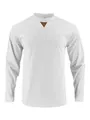 White men's corduroy long sleeve sweatshirt featuring round neck and brown patch - S / Tops / White