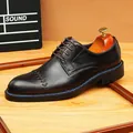 Premium handmade brown leather Oxford shoes with blue braided welt and pointed toe - 38 / Coffee (Blue Edge)