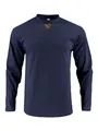 Men's navy blue corduroy long sleeve top with crew neck and triangle detail - Navy Blue