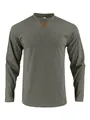 Men's olive green corduroy long-sleeved top with ribbed texture and neck detail - Army Green