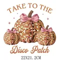 Parche termoadhesivo de calabaza disco dorada para ropa de Acción de Gracias - Estilo Calabaza Disco (DS0644)
