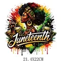 Juneteenth Black History heat transfer sticker featuring African woman design, 21.4x22cm size - Juneteenth Woman with Traditional Headpiece (DF1211)