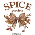 Parche térmico vintage de lazo Spice Grandma y bayas de otoño para ropa DIY, 20x22cm - Estilo Lazo de Spice Grandma (DS0651)
