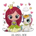 Cute cartoon princess and unicorn heat transfer iron-on sticker patch 22.6x21.9cm - Princess And Unicorn Style A (DH0940) / 22.6x21.9cm