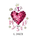 Parche termoadhesivo corazón lentejuelas I Love Myself 4.3x6cm para ropa y bolsos - Corazón con Corona de Lentejuelas (AT0565)