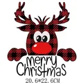 Christmas reindeer heat transfer decal with merry Christmas text, size 20.6x22.6cm - 20.6x22.6cm