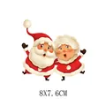Autocollant de transfert de chaleur Père et Mère Noël pour vêtements 8x7,6cm taille - Père Noël et Mère Noël (AT1429) / 8x7.6cm