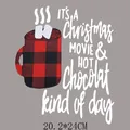 Christmas plaid mug iron-on heat transfer decal for holiday clothes, size 20.2x24cm - 20.2X24cm